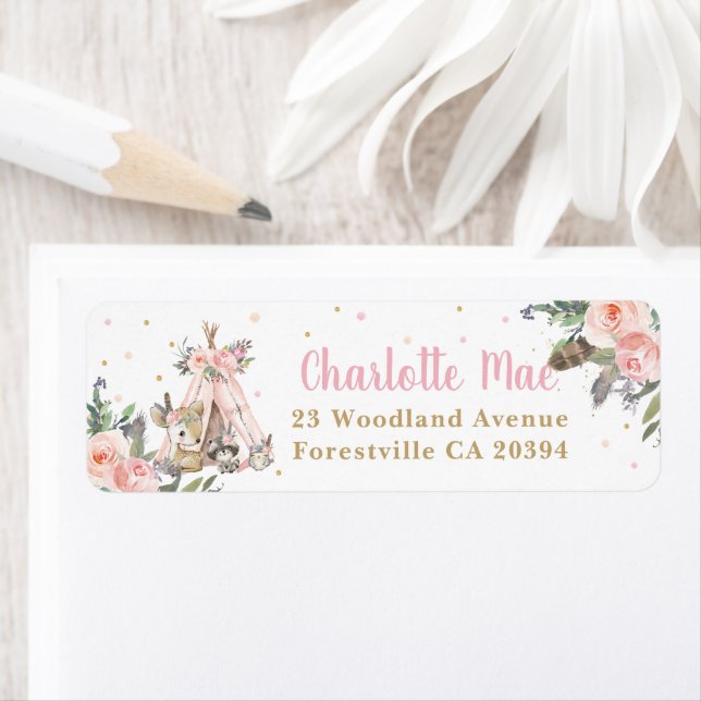 Woodland Animals Boho Tribal Return Address  Label (Insitu)