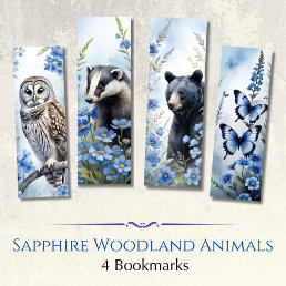 Woodland Animals Bookmarks, Set of 4, Owl, Bear