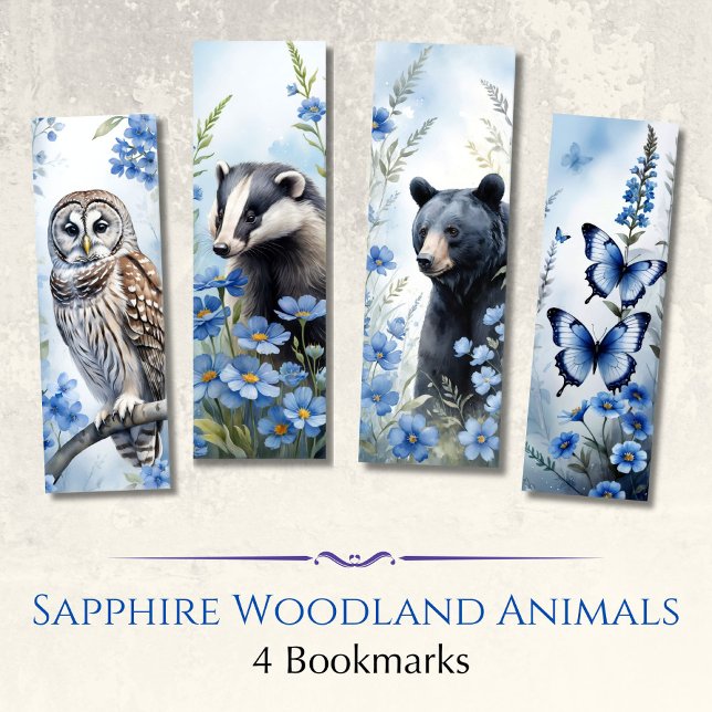 Woodland Animals Bookmarks, Set of 4, Owl, Bear (Creator Uploaded)