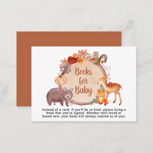 Woodland Animals Books For Baby Autumn Shower Enclosure Card