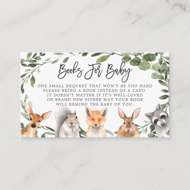 Woodland Animals Books For Baby Baby Shower Card (Front)