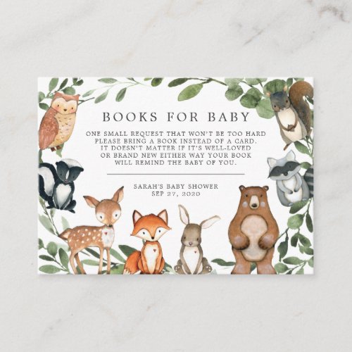 Woodland Animals Books For Baby Baby Shower Card