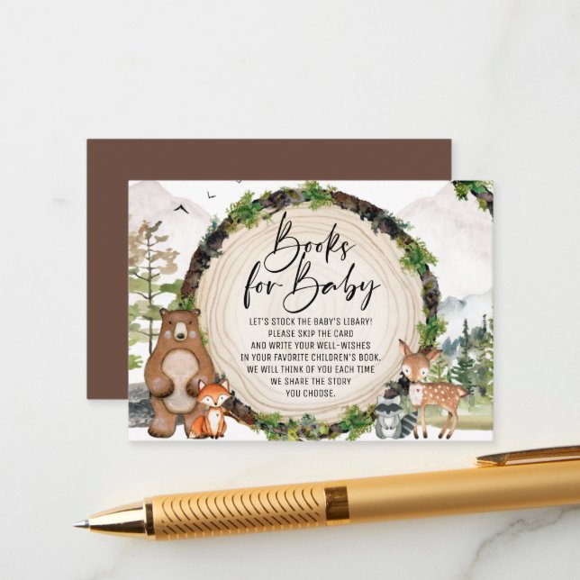 Woodland Animals Books for Baby Enclosure Card (Front/Back In Situ)