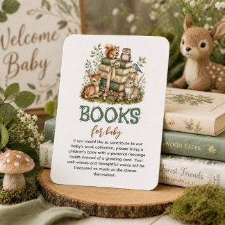 Woodland Animals Books for Baby Shower  Enclosure Card