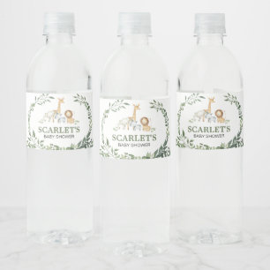 Woodland Animals Botanical Baby Shower Water Bottle Label