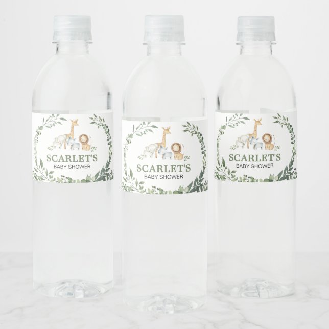 Woodland Animals Botanical Baby Shower  Water Bottle Label (Bottles)