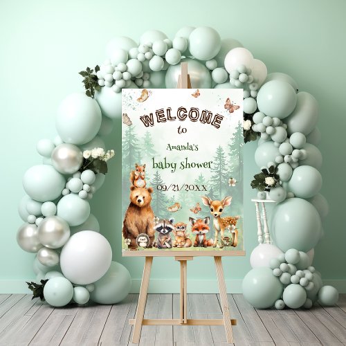 Woodland animals Botanical baby shower Welcome Foam Board