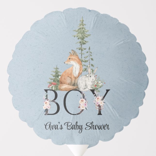 Woodland Animals Boy Baby Shower Balloon (Front)
