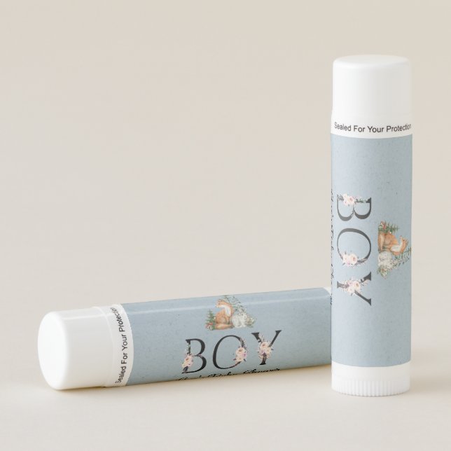 Woodland Animals Boy Baby Shower Lip Balm (Front)