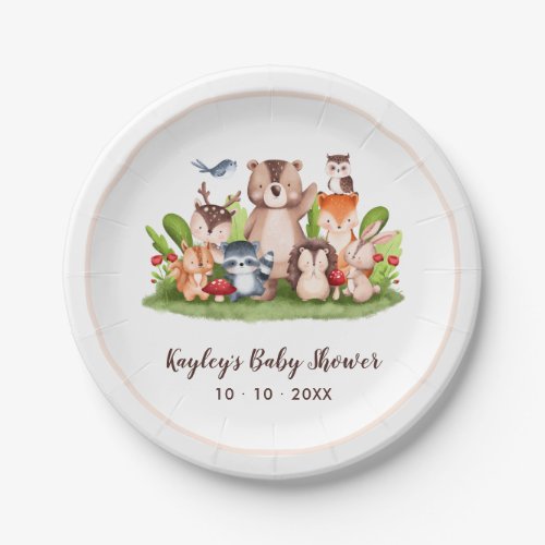 Woodland Animals Boy Baby Shower Paper Plates