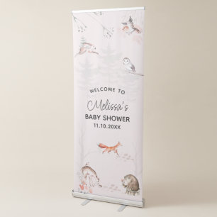 Woodland Animals Boy Baby Shower Welcome Retractable Banner