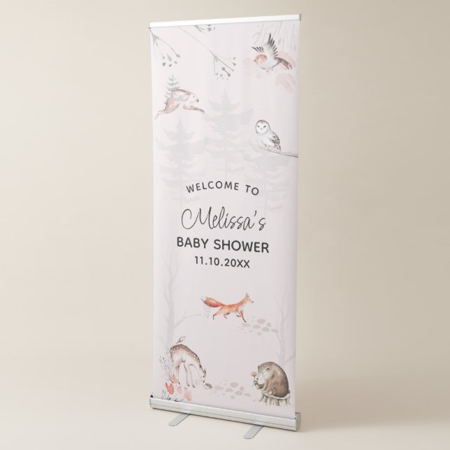 Woodland Animals Boy Baby Shower Welcome Retractable Banner (3/4)