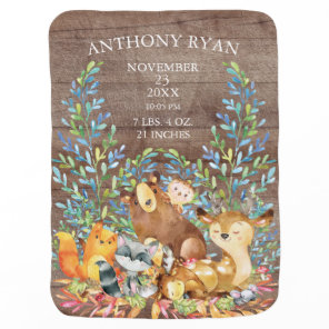 Woodland Animals Boys | Girl Birth Stats Blanket