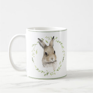 Woodland  Animals Bunny Greenery Watercolor Cute Coffee Mug