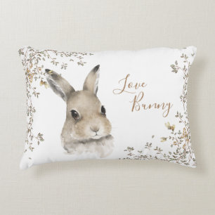 Woodland Animals Bunny Rabbit Floral Script Accent Pillow