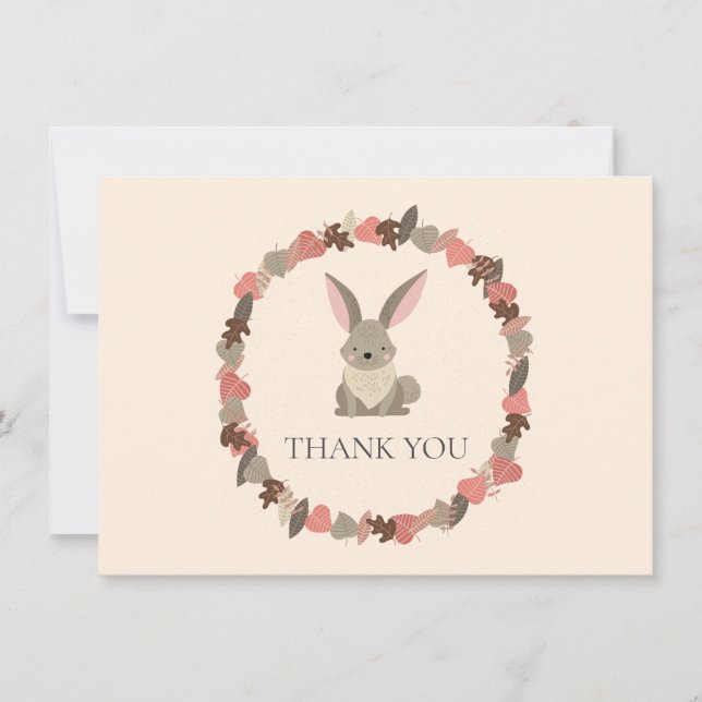Woodland Animals Bunny Thank You Card (Front)