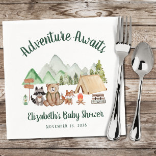 Woodland Animals Camping Adventure Baby Shower Napkins