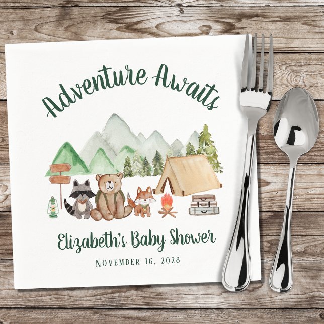 Woodland Animals Camping Adventure Baby Shower Napkins (Creator Uploaded)