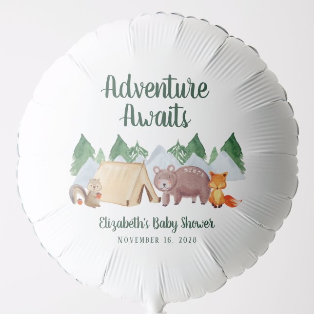 Woodland Animals Camping Baby Shower Balloon (Front)