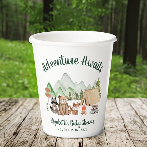 Woodland Animals Camping Baby Shower Paper Cups