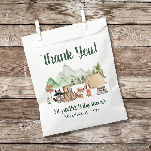 Woodland Animals Camping Baby Shower Thank You Favor Bag