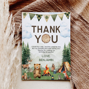 Woodland Animals Camping Birthday Thank You Card