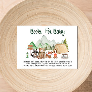 Woodland Animals Camping Books For Baby Shower Enclosure Card
