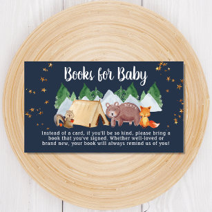 Woodland Animals Camping Books For Baby Shower Enclosure Card