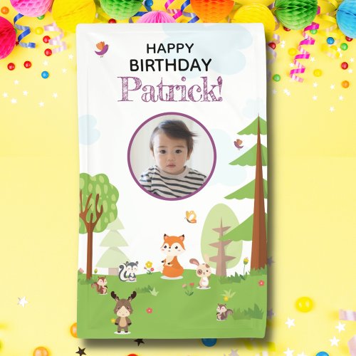Woodland Animals Child Birthday Illustration Photo Banner