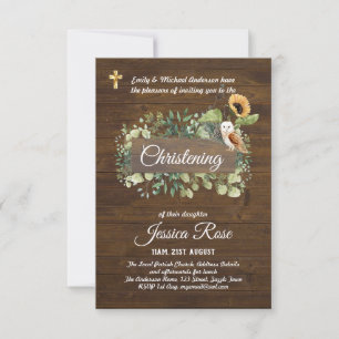 Woodland Animals Christening Invite Baptism