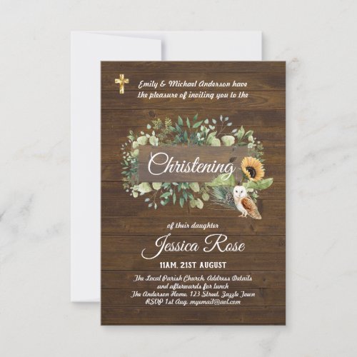 Woodland Animals Christening Invite Baptism 