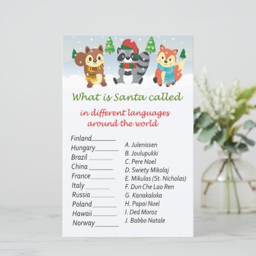 Woodland animals christmas around the world game