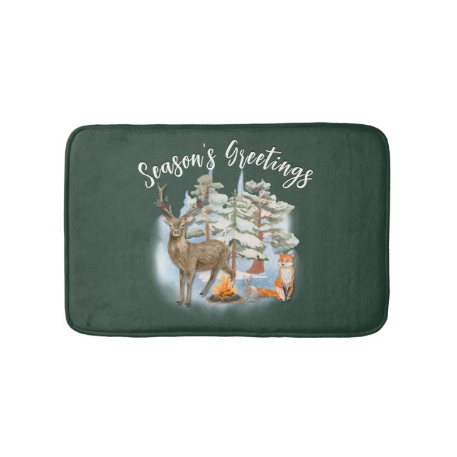 Woodland Animals Christmas Bath Mat (Front)