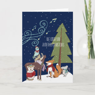 Woodland Animals Christmas Holiday Card