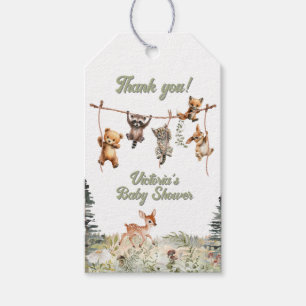 Woodland Animals Clothesline Forest Baby Shower Gift Tags