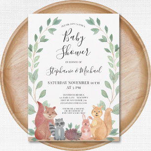 Woodland Animals Couples Baby Shower Invitation
