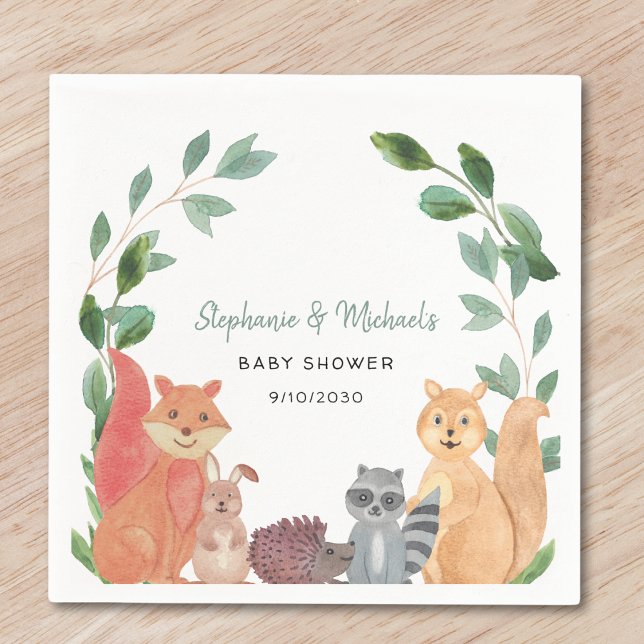 Woodland Animals Couples Baby Shower Napkins (Creator Uploaded)