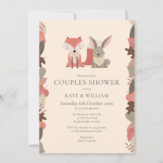 Woodland Animals Couples Baby Shower / Sprinkle Invitation (Front)