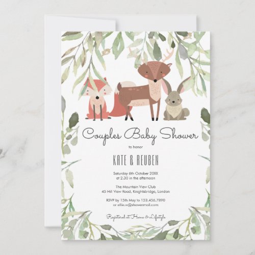 Woodland Animals Couples Baby Shower  Sprinkle Invitation