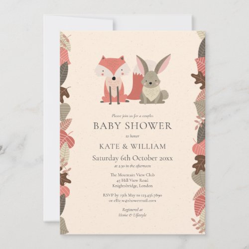 Woodland Animals Couples Baby Shower  Sprinkle Invitation