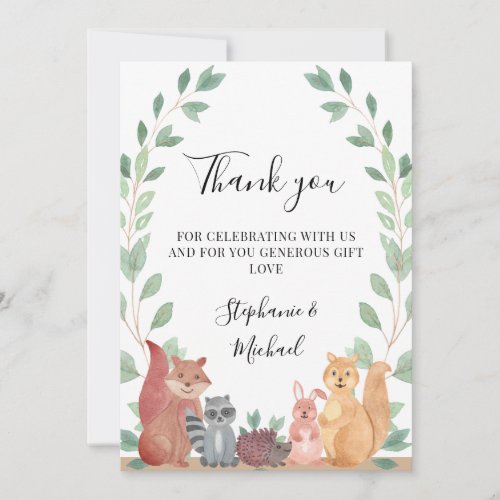 Woodland Animals Couples Baby Shower Thank You