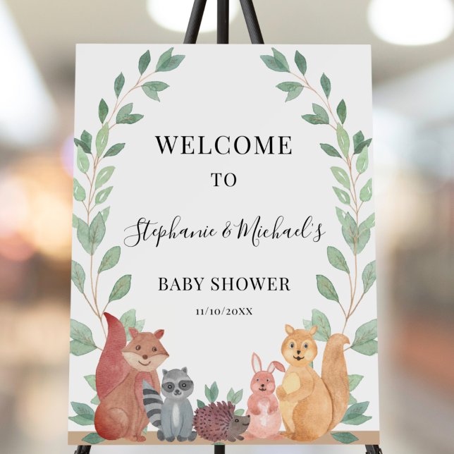 Woodland Animals Couple's Baby Shower Welcome Foam Board (Creator Uploaded)