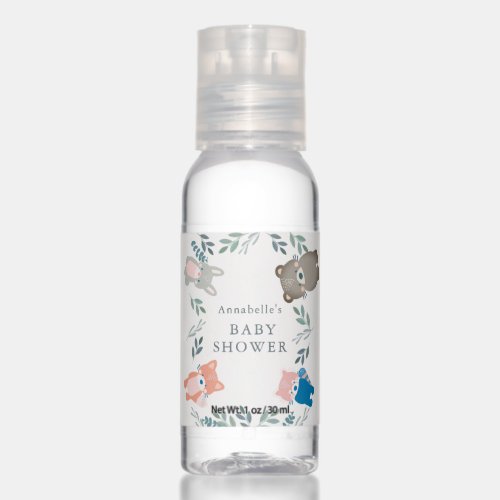 Woodland Animals Cream Baby Shower Favor Hand Sanitizer