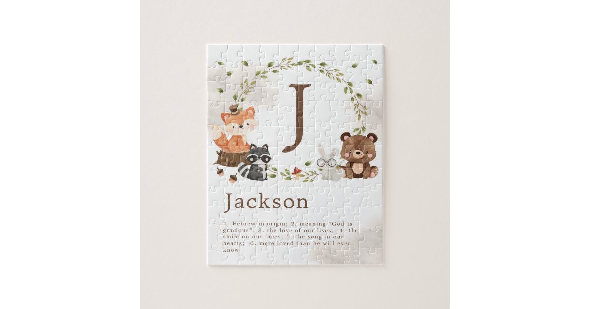Woodland Animals Custom Monogram Jigsaw Puzzle | Zazzle Woodland Animals Custom Monogram Jigsaw Puzzle | Zazzle