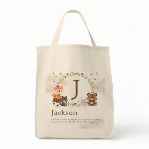 Woodland Animals Custom Monogram Tote Bag
