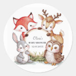 Woodland Animals Cute Baby Shower Classic Round Sticker