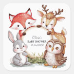 Woodland Animals Cute Baby Shower Square Sticker