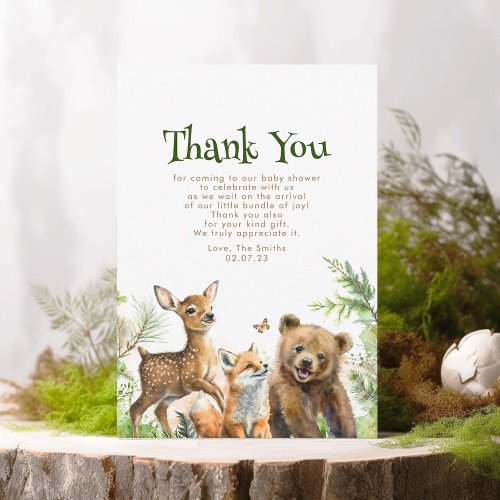 Woodland Animals Cute Baby Shower Thank You