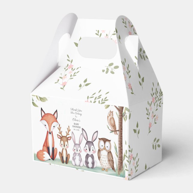 Woodland Animals Cute Baby Shower Thank You Favor Boxes (Front Side)