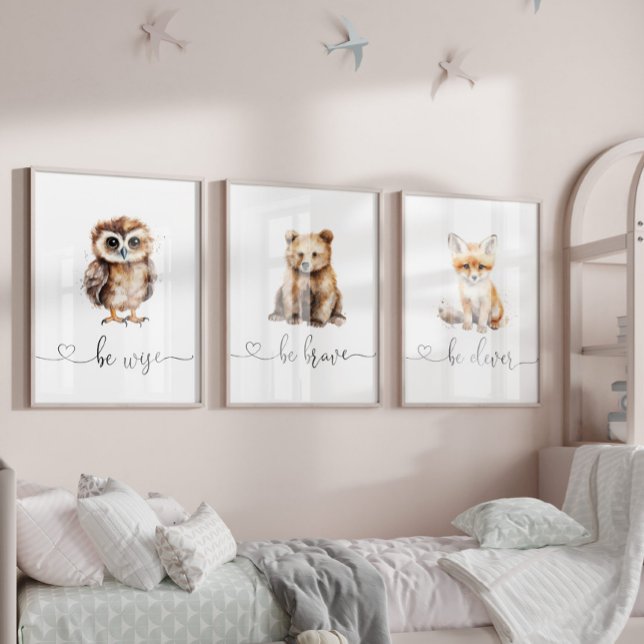 Woodland animals cute be brave nursery wall art sets (Creator Uploaded)